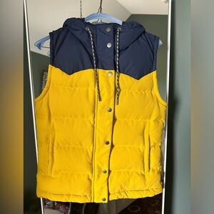 Patagonia Bivy hooded vest. Yellow and navy. Worn one time.